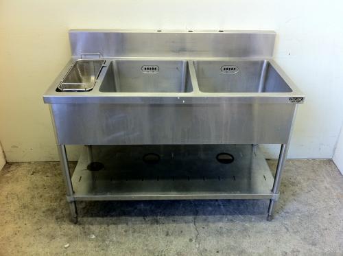 マルゼン ステンレス 2槽シンク ダストBOX付 W150×D60×H80cm